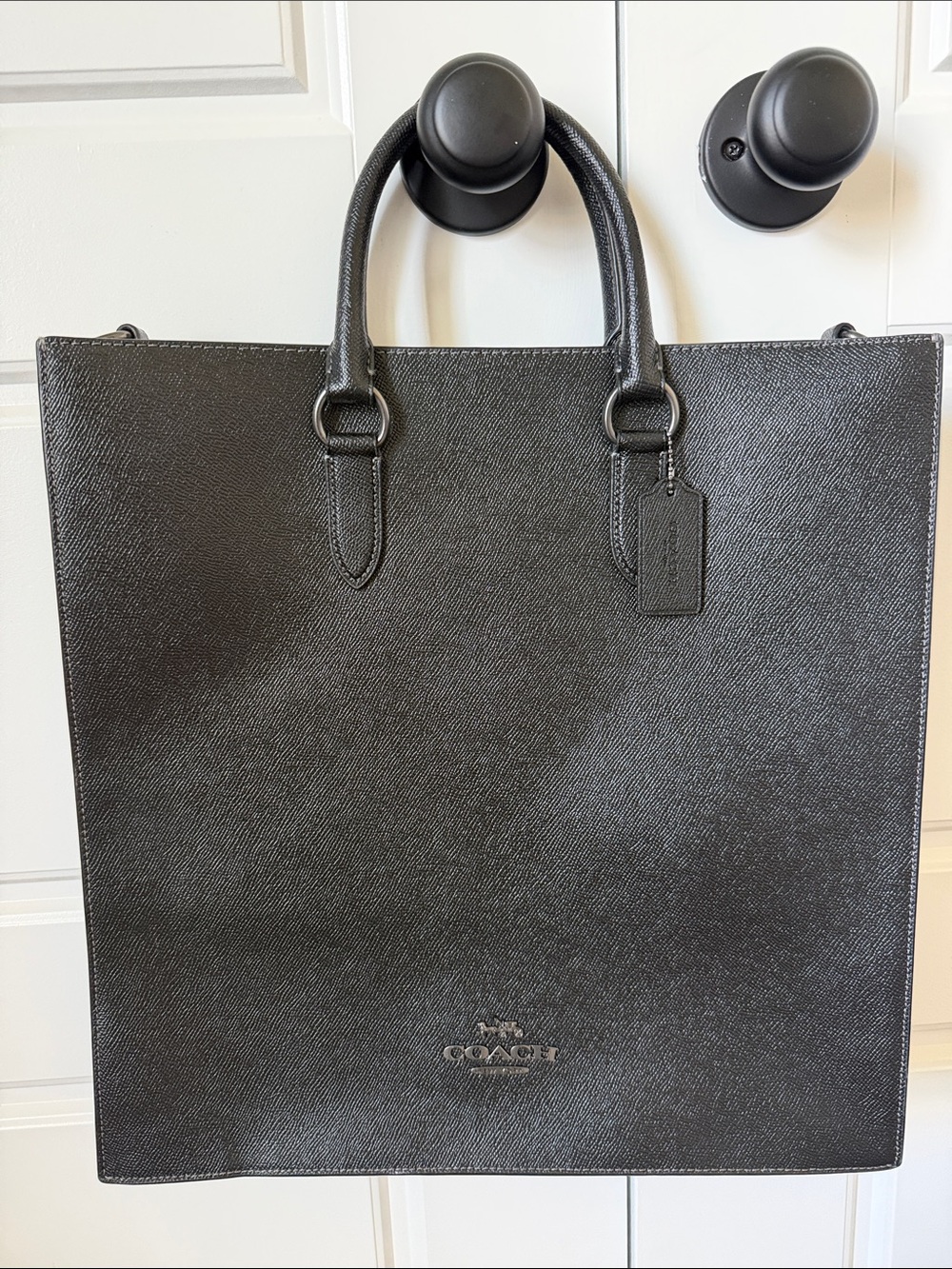 Coach Black Structured Leather Laptop Tote